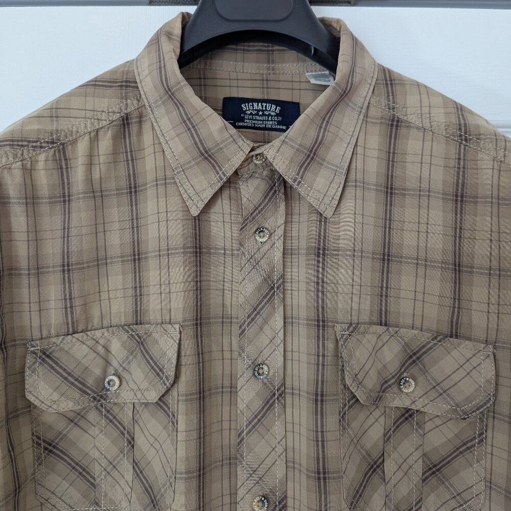 Levis Signature Plaid Shirt Beige - Size XL